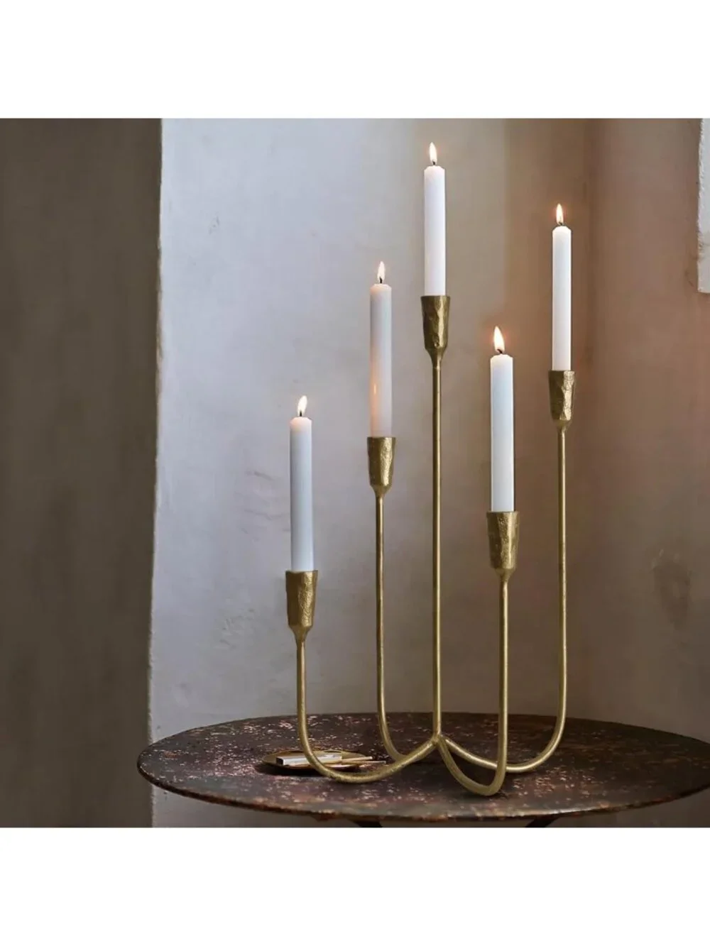 Elegant 5-Candle Cast Iron Candelabra Holders - 15